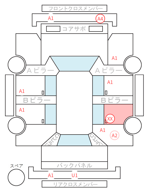 Body condition diagram (damage marks, Japanese labels)
