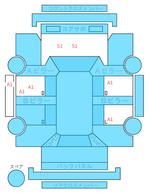 Body condition diagram (damage marks, Japanese labels)