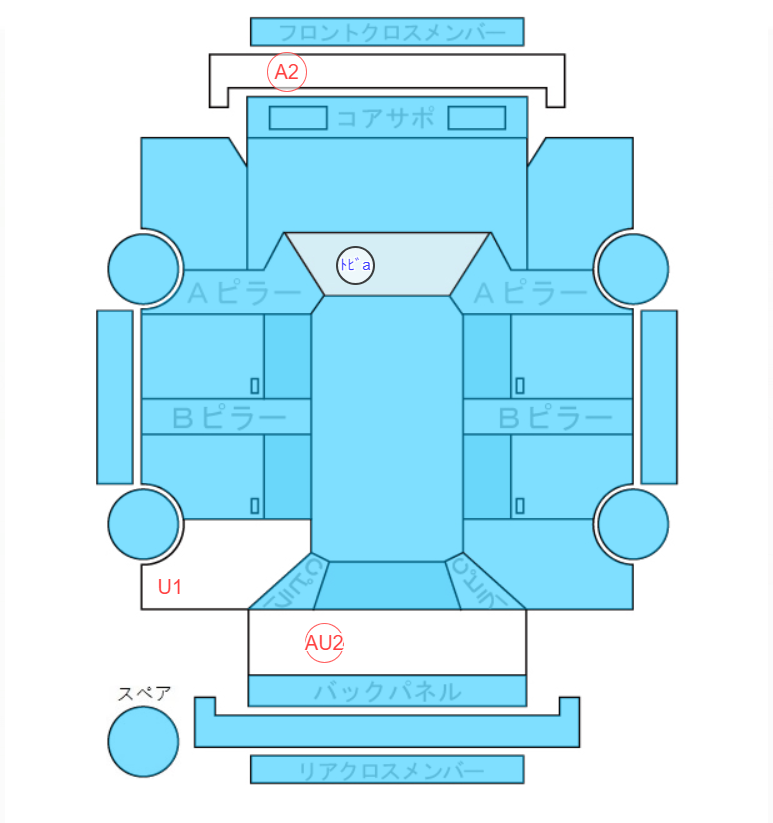 Body condition diagram (damage marks, Japanese labels)