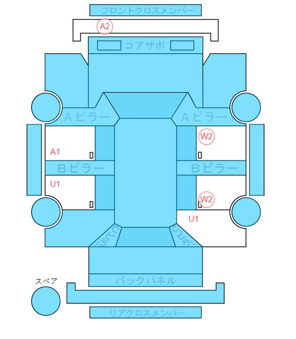 Body condition diagram (damage marks, Japanese labels)
