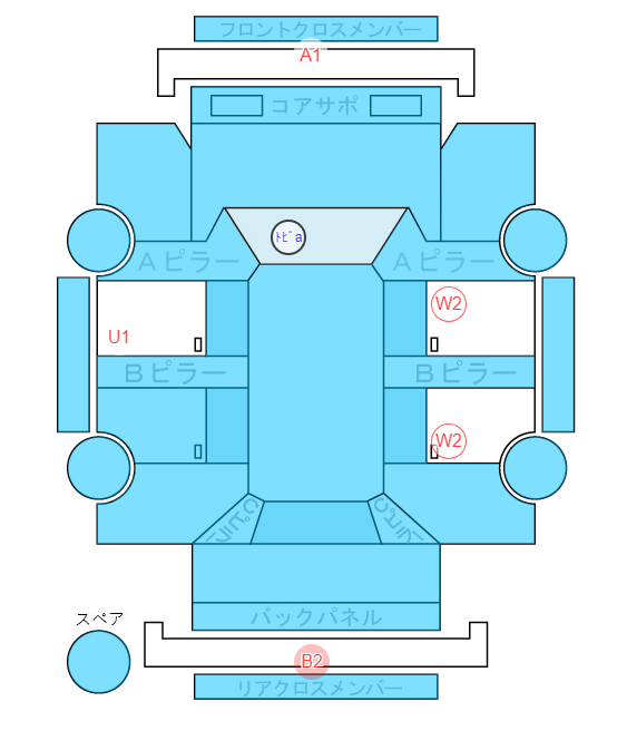 Body condition diagram (damage marks, Japanese labels)