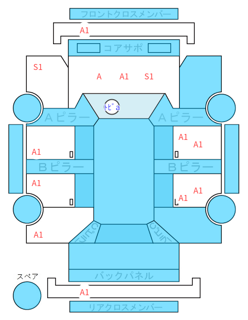 Body condition diagram (damage marks, Japanese labels)