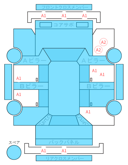 Body condition diagram (damage marks, Japanese labels)