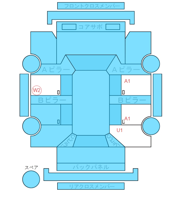 Body condition diagram (damage marks, Japanese labels)