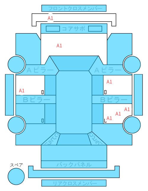 Body condition diagram (damage marks, Japanese labels)