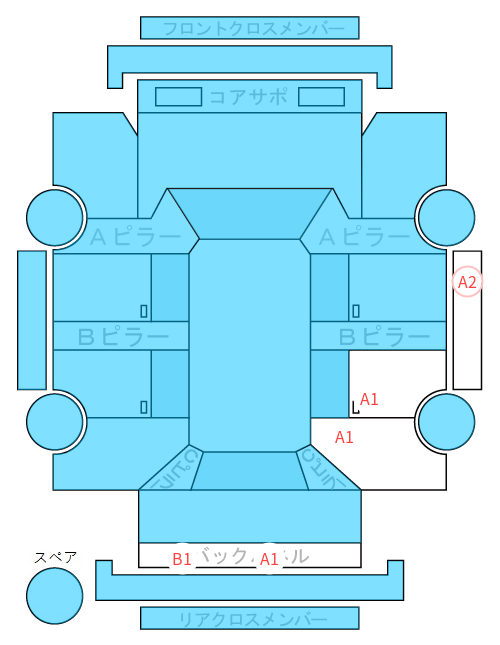 Body condition diagram (damage marks, Japanese labels)