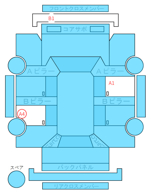 Body condition diagram (damage marks, Japanese labels)