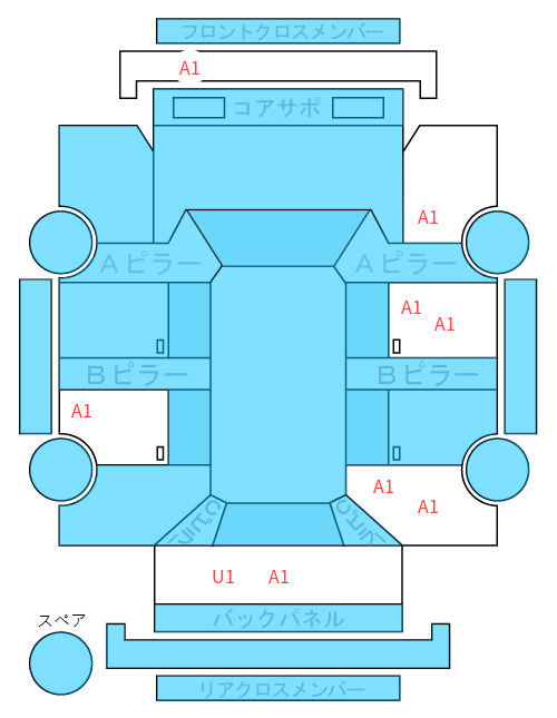 Body condition diagram (damage marks, Japanese labels)