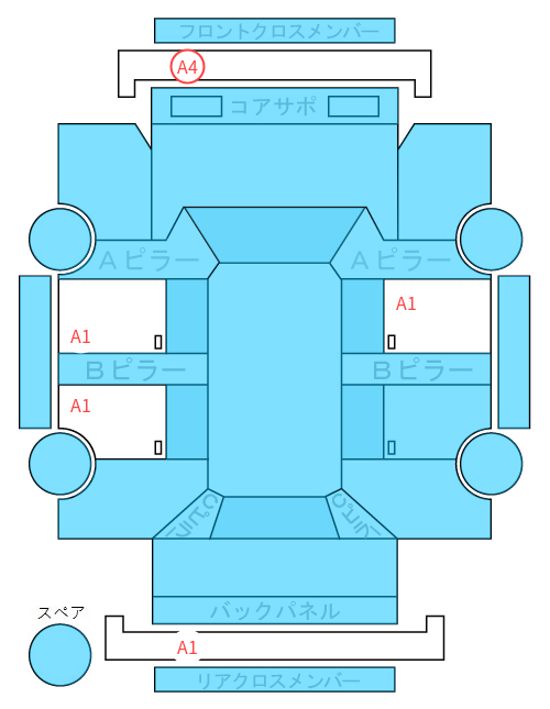 Body condition diagram (damage marks, Japanese labels)