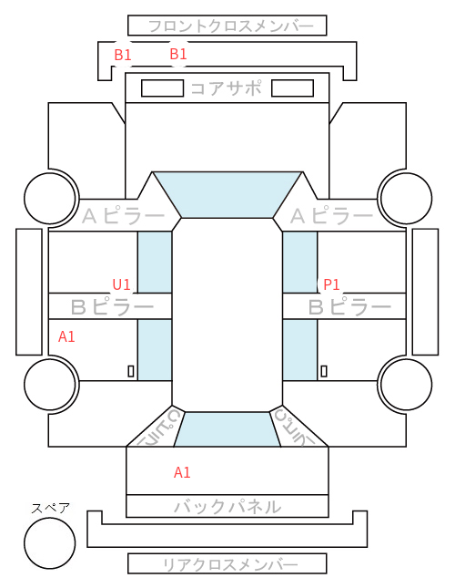 Body condition diagram (damage marks, Japanese labels)