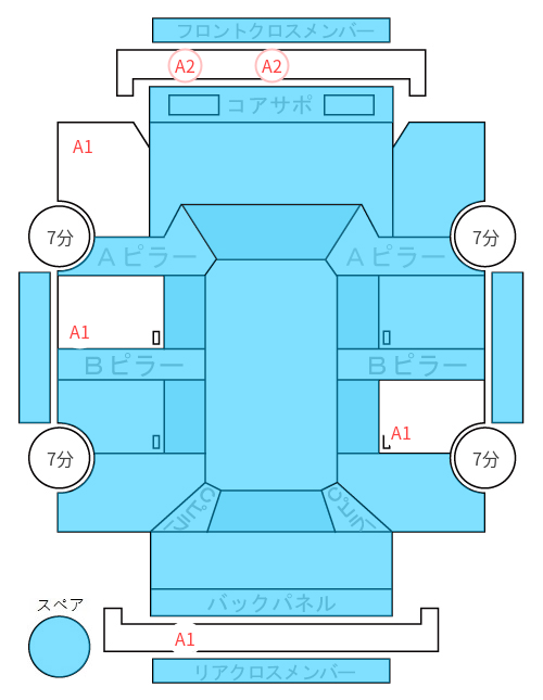 Body condition diagram (damage marks, Japanese labels)