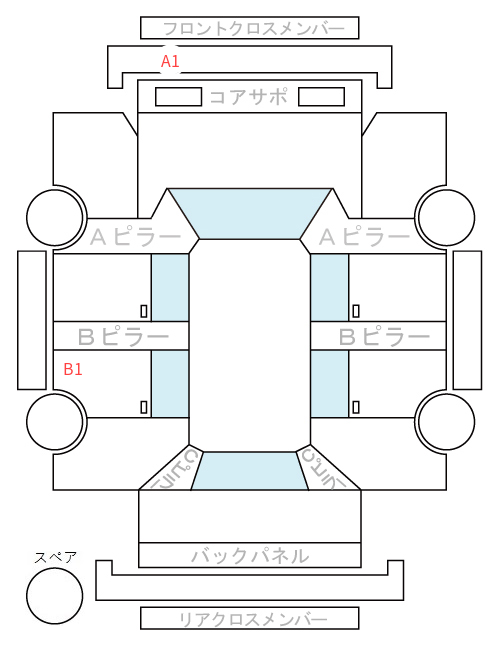 Body condition diagram (damage marks, Japanese labels)