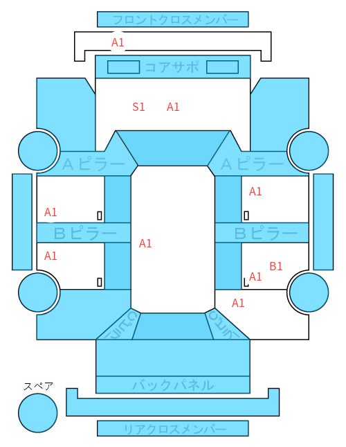 Body condition diagram (damage marks, Japanese labels)