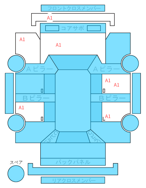 Body condition diagram (damage marks, Japanese labels)