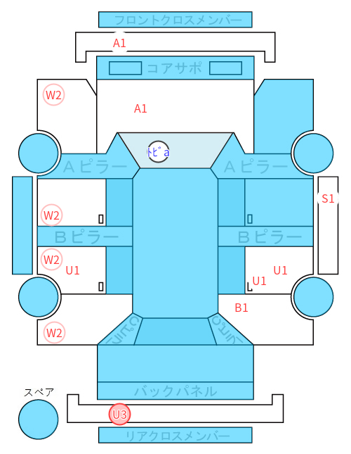 Body condition diagram (damage marks, Japanese labels)