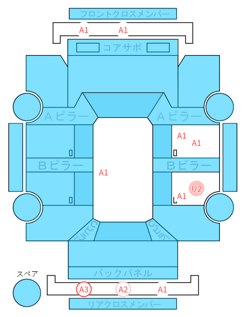 Body condition diagram (damage marks, Japanese labels)