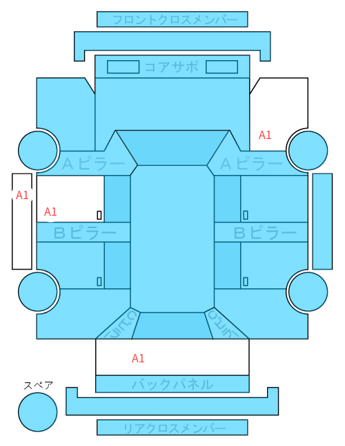 Body condition diagram (damage marks, Japanese labels)