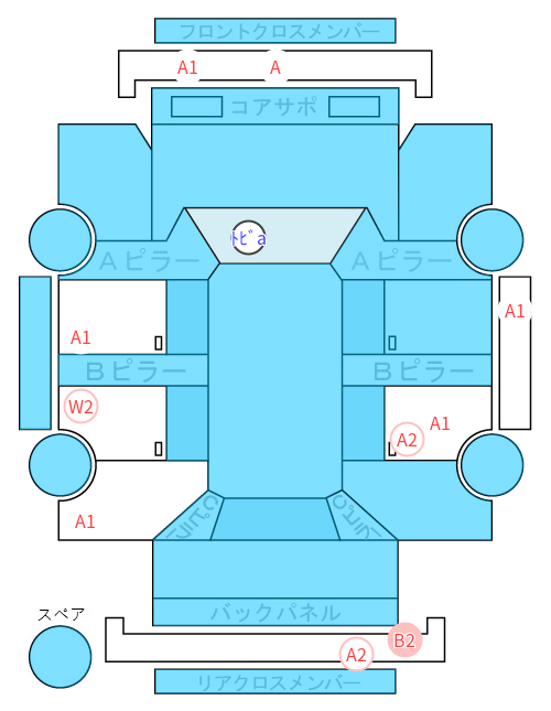 Body condition diagram (damage marks, Japanese labels)