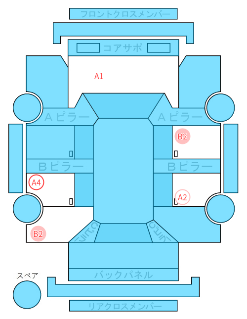 Body condition diagram (damage marks, Japanese labels)