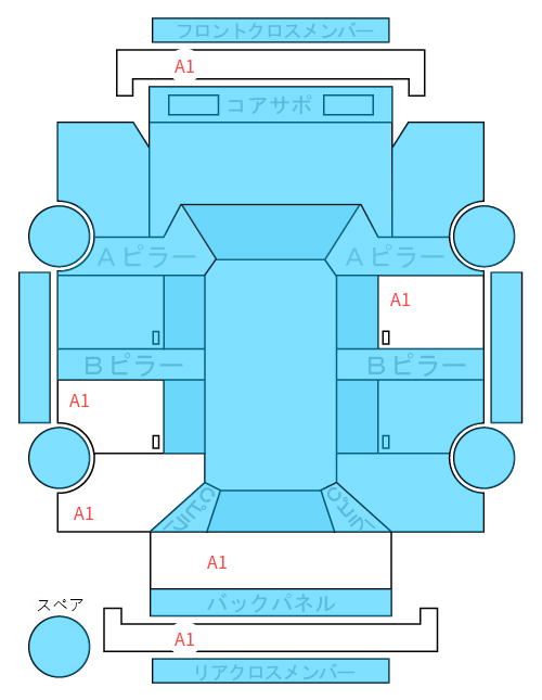 Body condition diagram (damage marks, Japanese labels)
