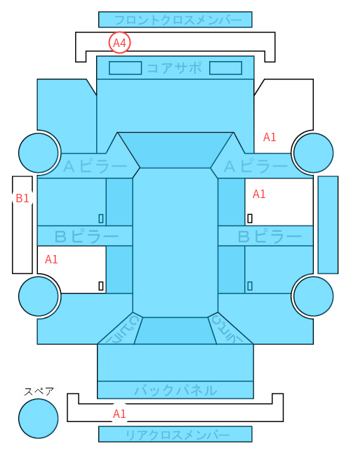 Body condition diagram (damage marks, Japanese labels)