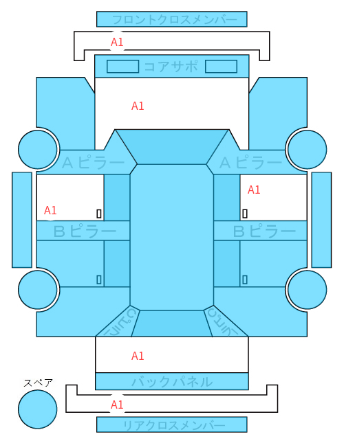 Body condition diagram (damage marks, Japanese labels)
