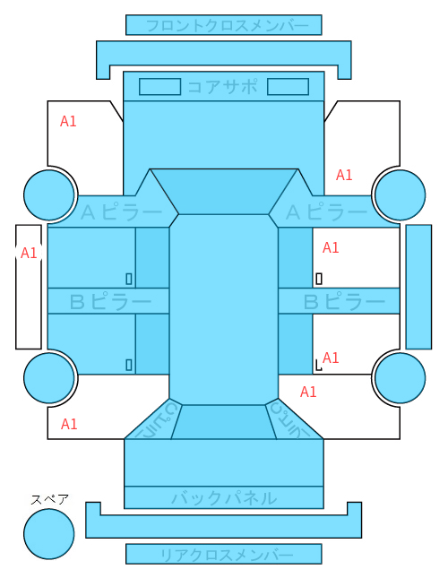 Body condition diagram (damage marks, Japanese labels)