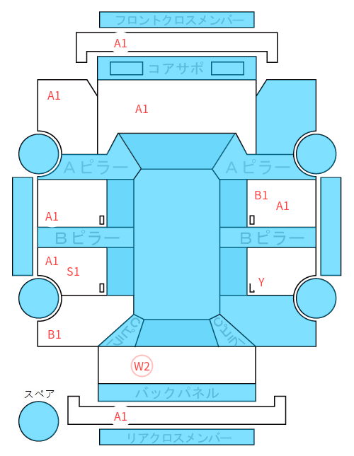 Body condition diagram (damage marks, Japanese labels)