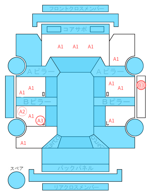 Body condition diagram (damage marks, Japanese labels)