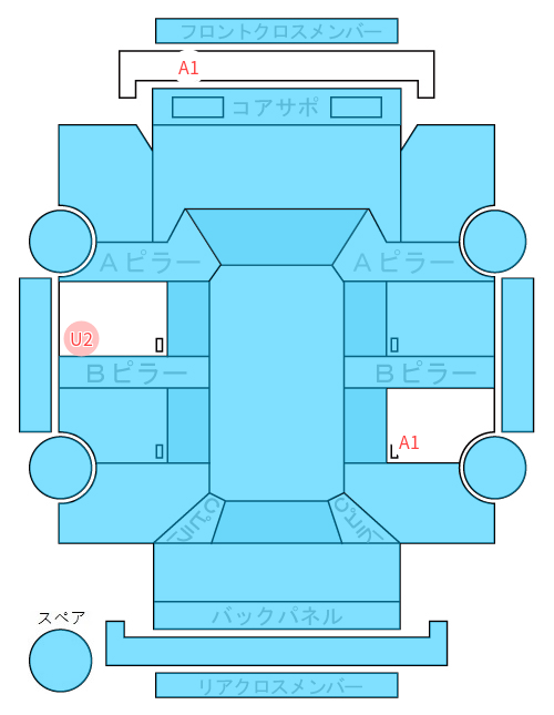 Body condition diagram (damage marks, Japanese labels)
