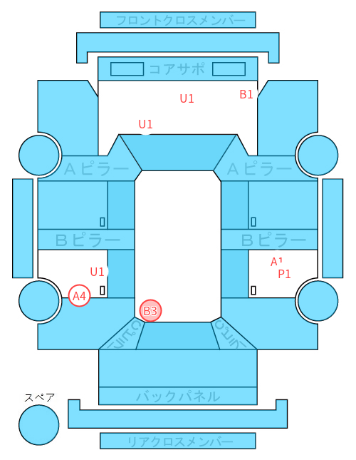 Body condition diagram (damage marks, Japanese labels)