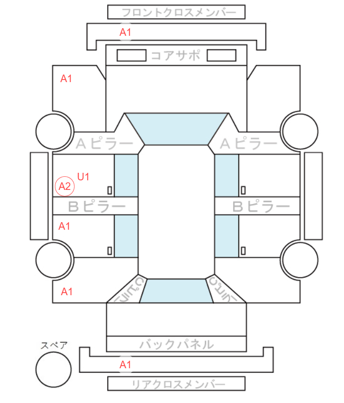 Body condition diagram (damage marks, Japanese labels)