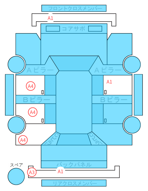 Body condition diagram (damage marks, Japanese labels)
