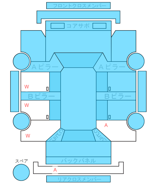 Body condition diagram (damage marks, Japanese labels)