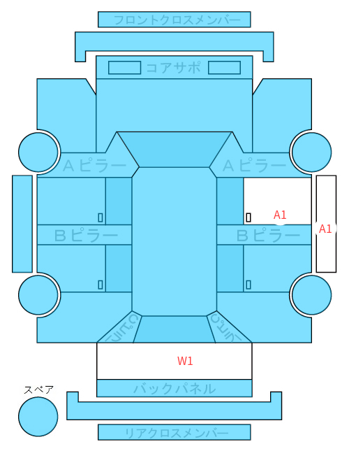 Body condition diagram (damage marks, Japanese labels)