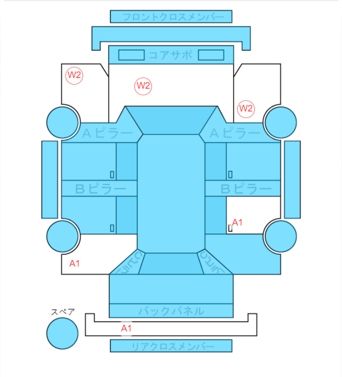 Body condition diagram (damage marks, Japanese labels)