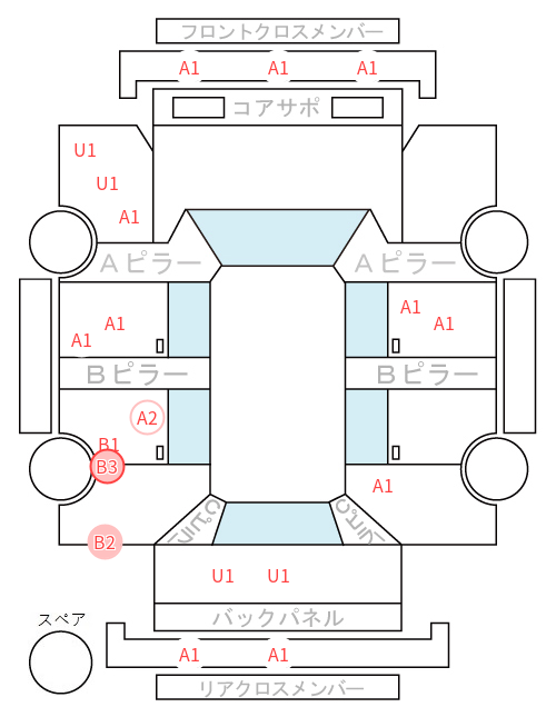 Body condition diagram (damage marks, Japanese labels)