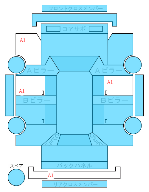 Body condition diagram (damage marks, Japanese labels)