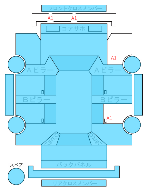 Body condition diagram (damage marks, Japanese labels)