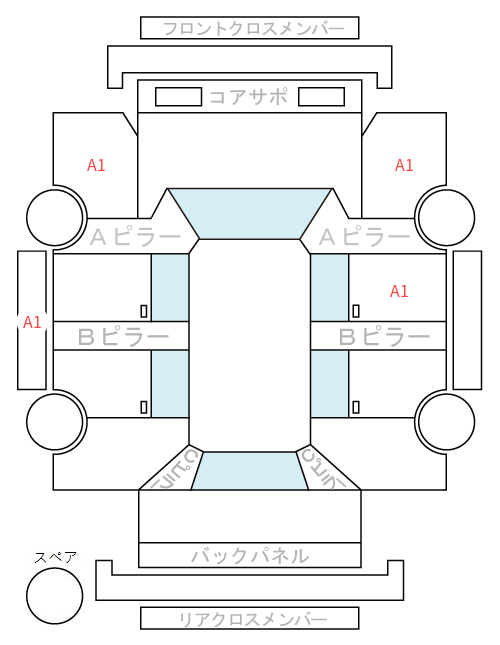 Body condition diagram (damage marks, Japanese labels)