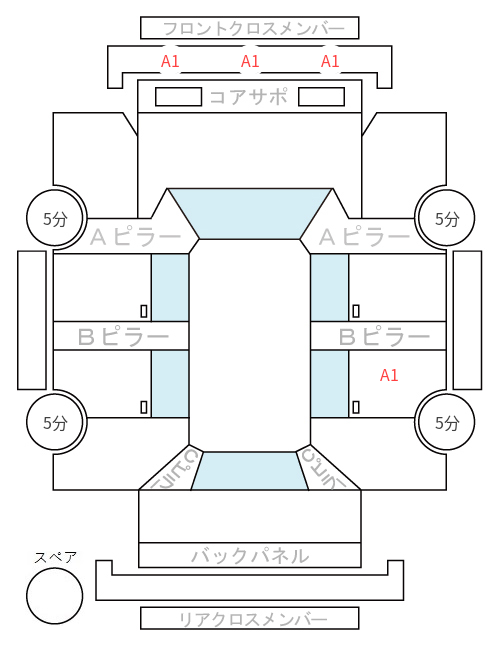 Body condition diagram (damage marks, Japanese labels)