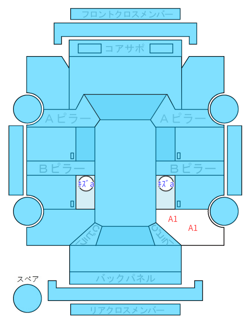 Body condition diagram (damage marks, Japanese labels)