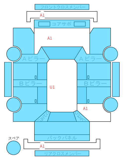 Body condition diagram (damage marks, Japanese labels)