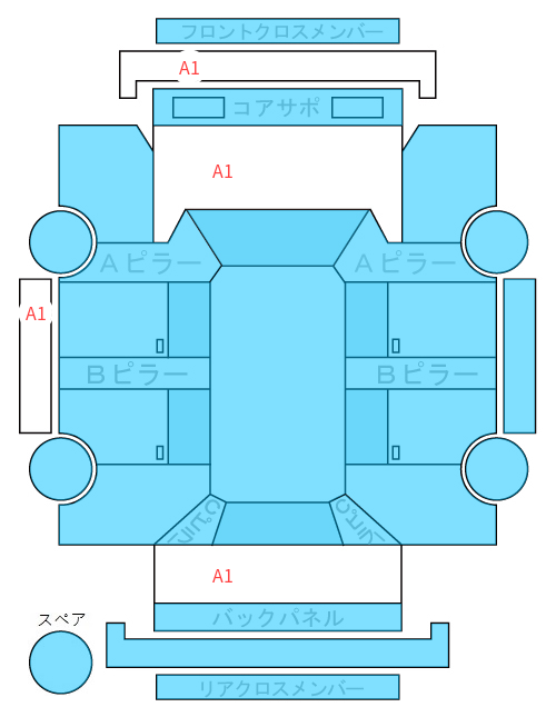 Body condition diagram (damage marks, Japanese labels)