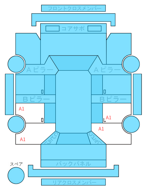Body condition diagram (damage marks, Japanese labels)