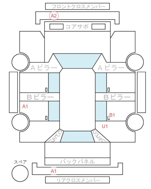 Body condition diagram (damage marks, Japanese labels)