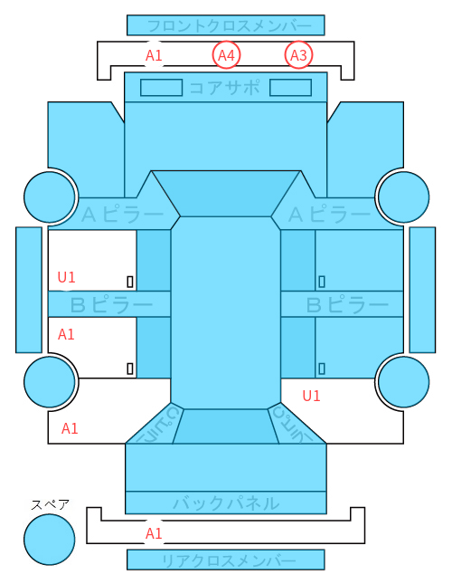 Body condition diagram (damage marks, Japanese labels)