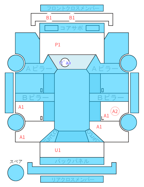 Body condition diagram (damage marks, Japanese labels)