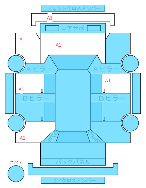 Body condition diagram (damage marks, Japanese labels)