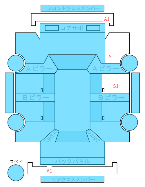 Body condition diagram (damage marks, Japanese labels)